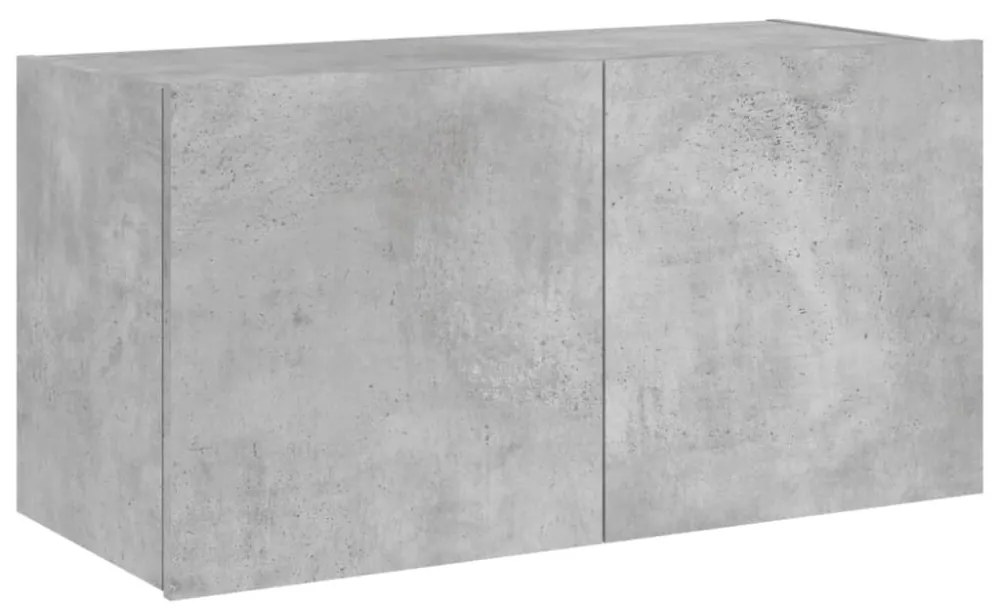 betonszürke falra szerelhető TV-szekrény LED-del 80x35x41 cm