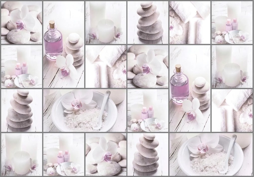 Fotótapéta Orchideák Kövek Spa Relaxáció Fehér Fa 250x175 +ragasztó