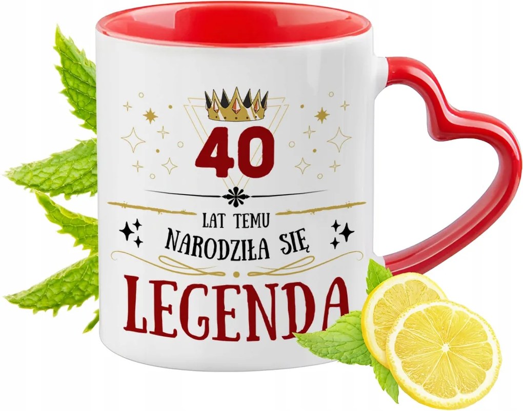 Születésnap 40 40-es 40-es Piros Bögre Szív Alakú Füllel Ajándék