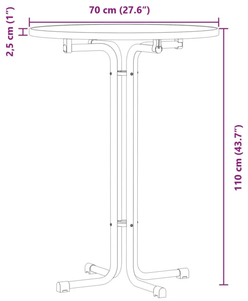 fehér étkezőasztal szerelt fa és acél Ø70x110 cm