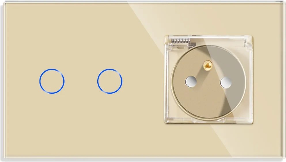 Érintőkapcsoló Dupla+hermetikus Aljzat Fedéllel Üveg Kapcsoló