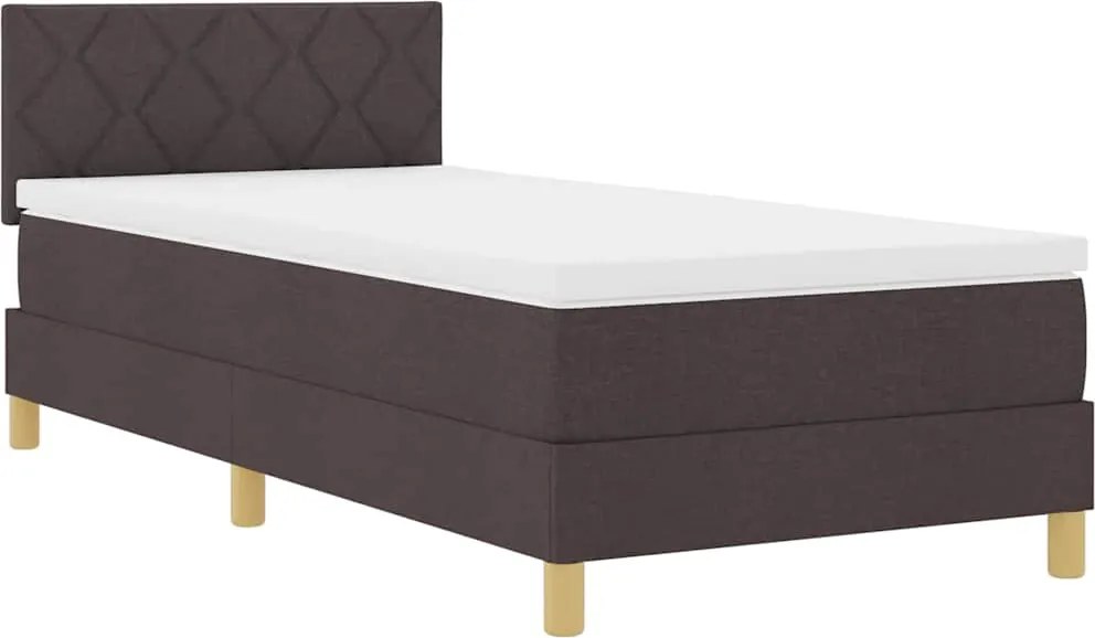 vidaXL LED Box Spring Ágy matracmal Sötét Barna 90 x 190 cm szövet