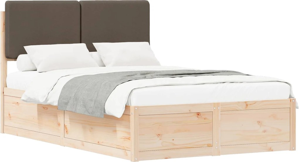 vidaXL Ágykeret Kárpitozott Fejtámlával Tópszínű 120 x 200 cm
