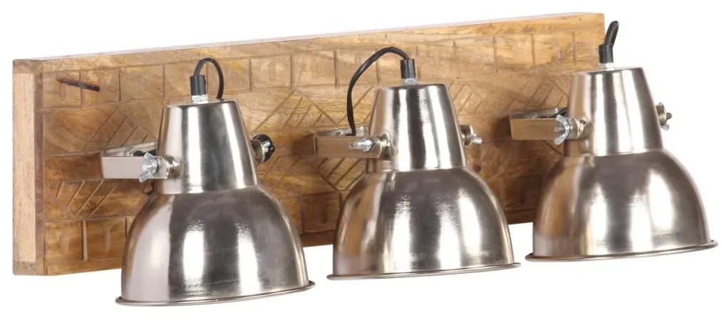 ezüstszínű tömör mangófa ipari falilámpa 70 x 23 cm E27