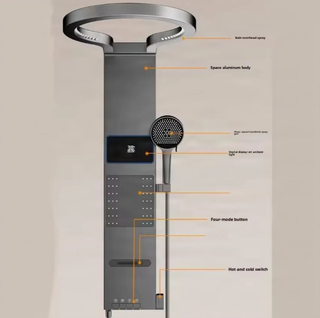 Zuhanypanel ELITE EDITION BSE1424 LED-világítással és masszázsfúvókákkal, többféle színváltozatban — Arany