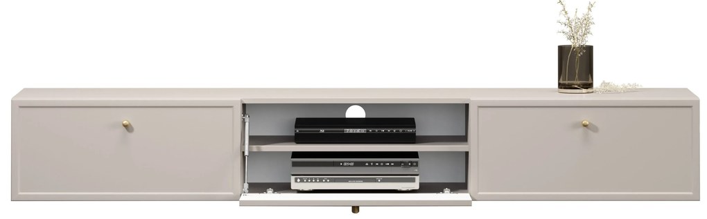 Lorini fali TV-szekrény 200 cm fiókokkal - kasmír / arany fogantyúk