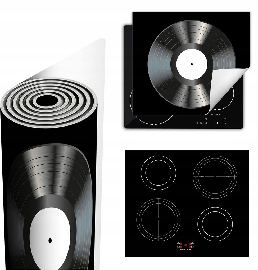 Tűzhelyvédő Szőnyeg Több Helyet Biztosít 60x52 fekete vinil