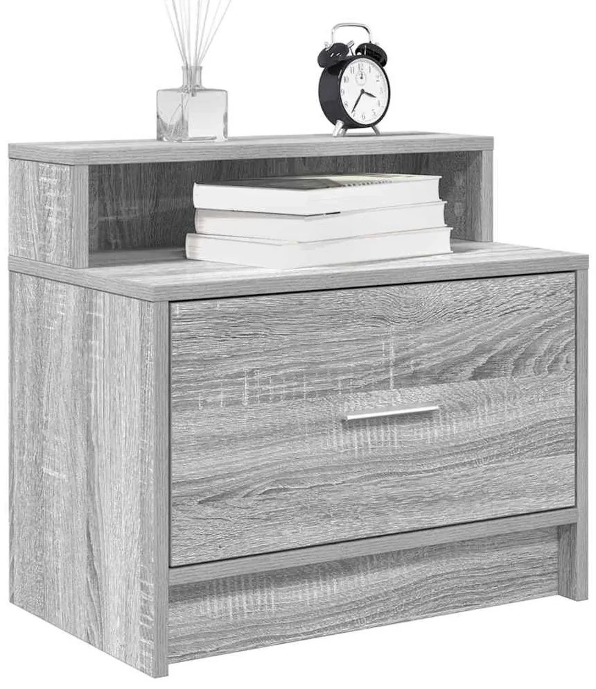 Éjjeliszekrények fiókos 2 db szürke sonoma 51 x 31 x 47 cm