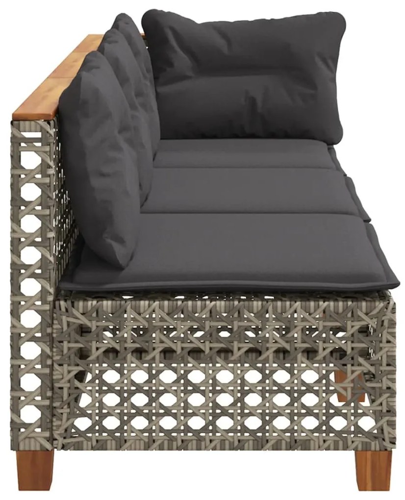 3 személyes szürke polyrattan kerti kanapé párnával