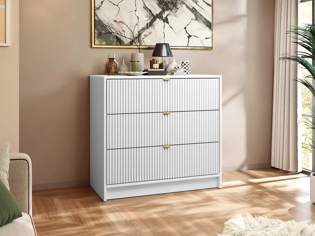 Komód Rozoma 3SZ (fehér velvet + arany) . 1103673