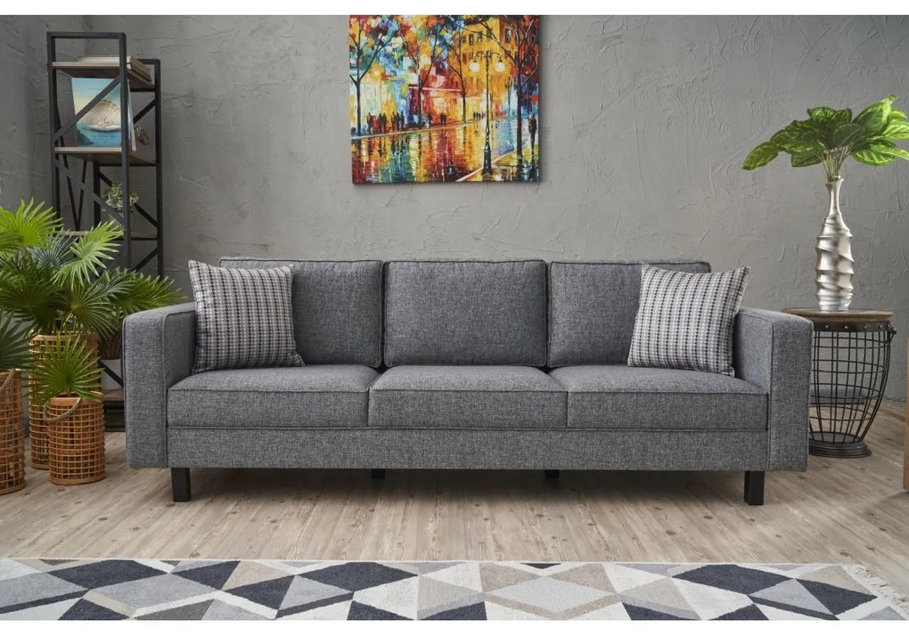 3 személyes kanapé Kale Linen - Szürke