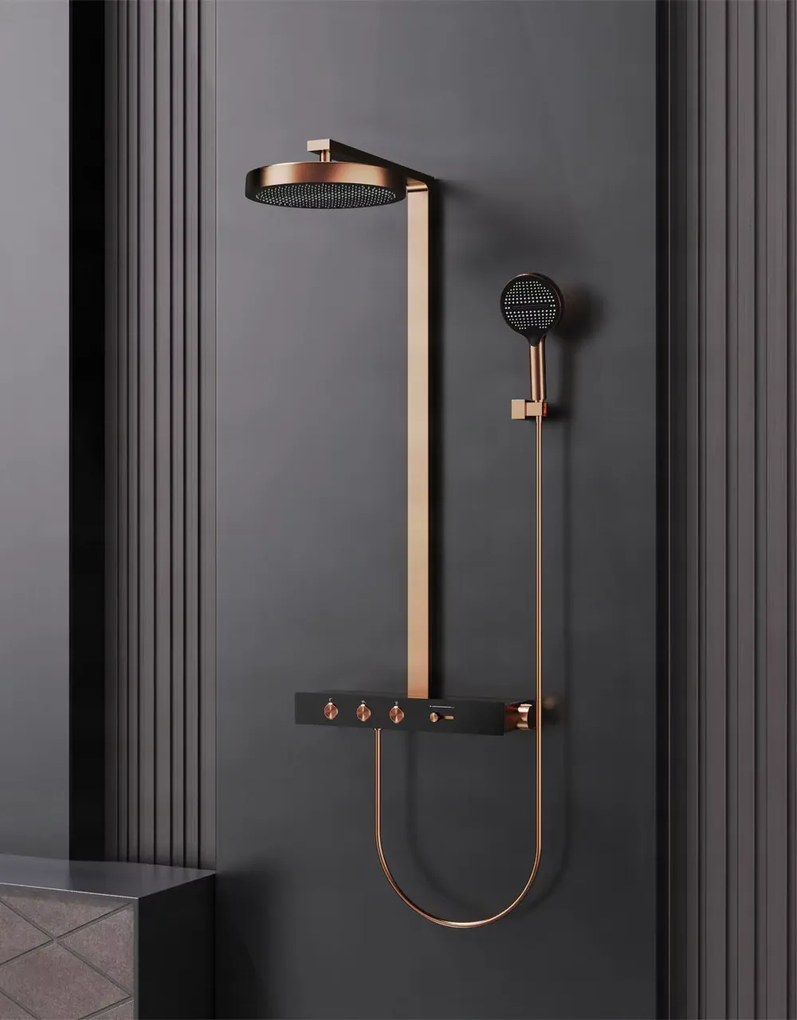 Termosztátos zuhanyrendszer ELITE EDITION BSW1727, falon kívüli kivitel, több színben, például matt fekete vagy szálcsiszolt rozéarany — Fekete
