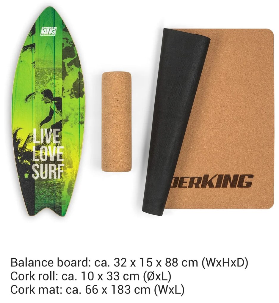 Indoorboard Wave, egyensúlyozó deszka, alátét, henger, fa / parafa