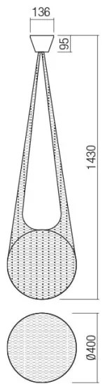 Redo 01-1974 - LED Csillár zsinóron ALLURIA 1xE27/10W/230V átm. 40 cm