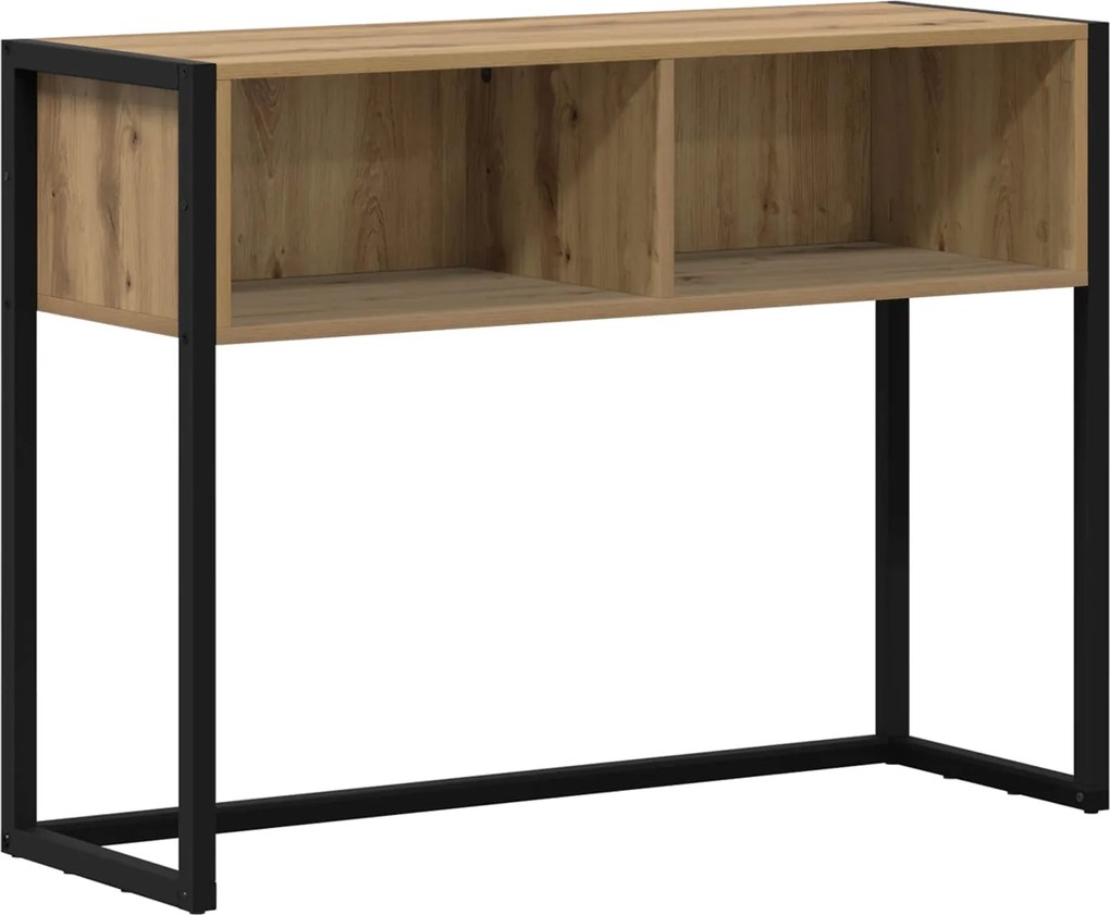 vidaXL Végasztal tárolóval Művészi tölgy 100 x 36 x 75 cm Faanyag
