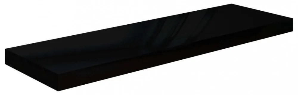 2 db magasfényű fekete MDF lebegő fali polc 80 x 23,5 x 3,8 cm