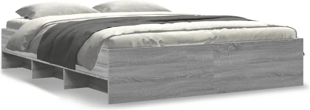 vidaXL szürke sonoma színű szerelt fa ágykeret matrac nélkül 160x200cm