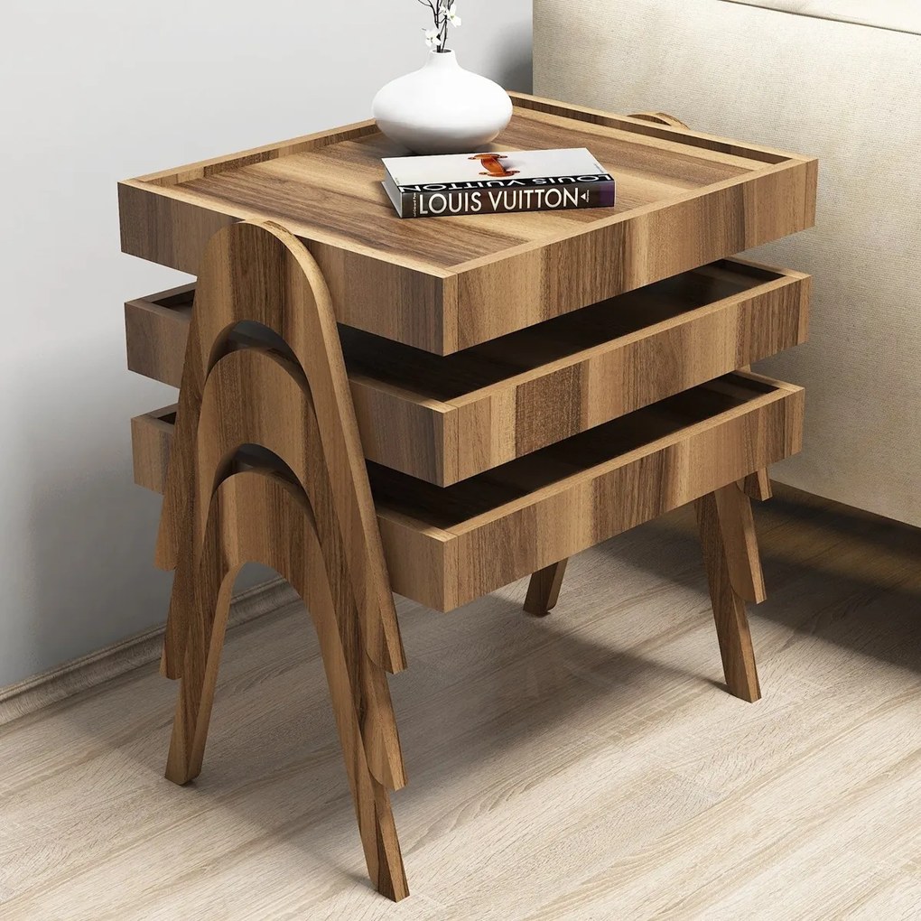 Roma Walnut kisasztal szett, 3 db
