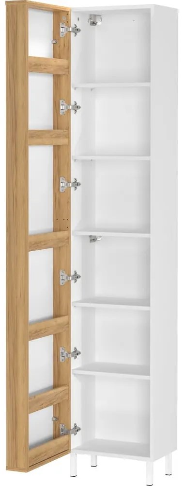 Fehér magas-keskeny fürdőszoba szekrény 39x195 cm Topeka – Germania