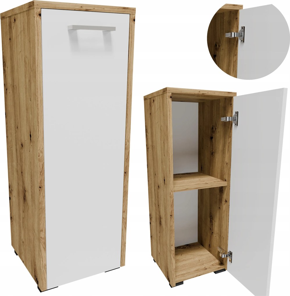 Fürdőszoba szekrény FS30AB artisan-fehér 30cm álló kis funkcionális polc