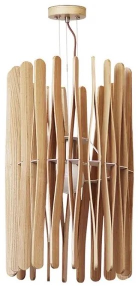 Tömörfa függőlámpa zsinóron 1xE27/60W/230V, átmérő 38 cm, tömörfa/kőris/kaucsukfa