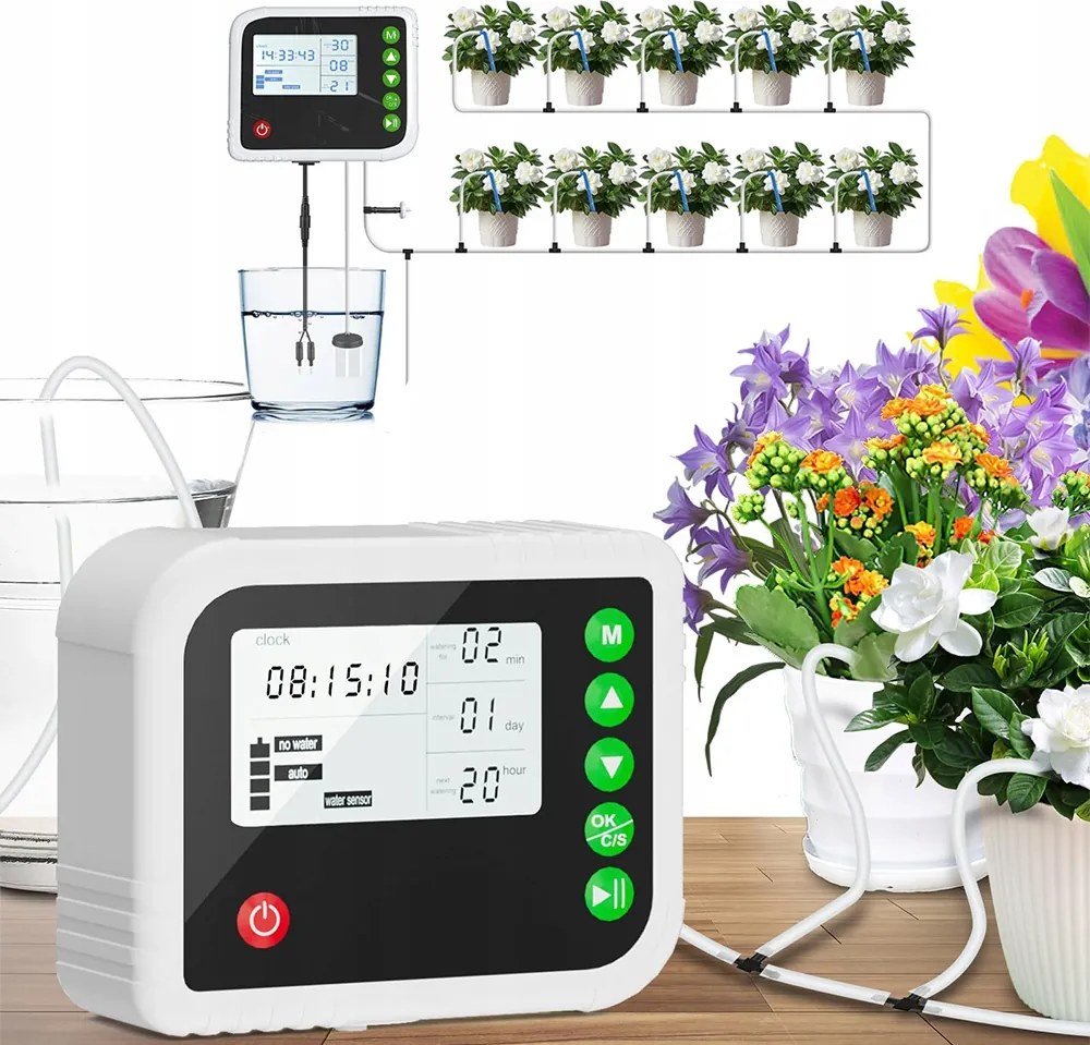 Kerti kaspó Öntözőrendszer Időzített csepegtető öntözés