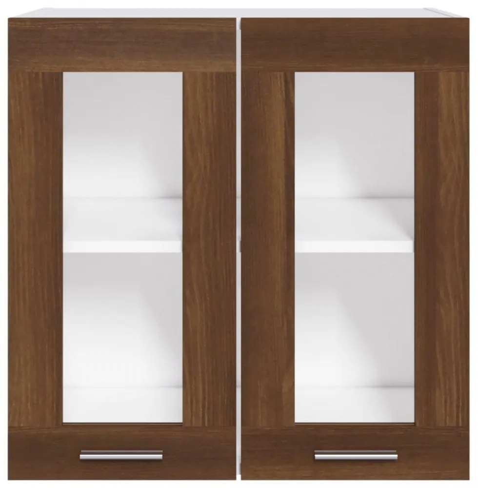 “Lyon” barna tölgy színű szerelt fa üvegszekrény