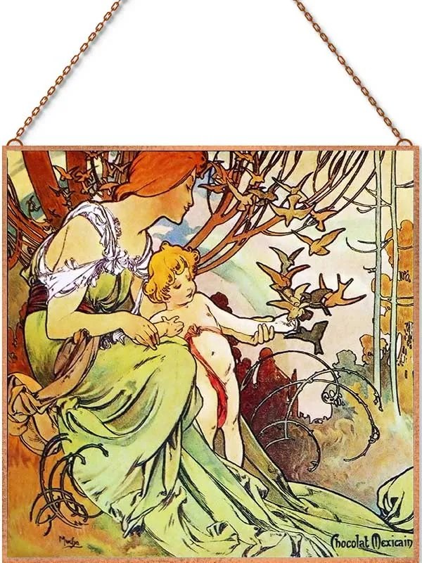 Alfons Mucha - Chocolat Mexicain üvegkép, falikép