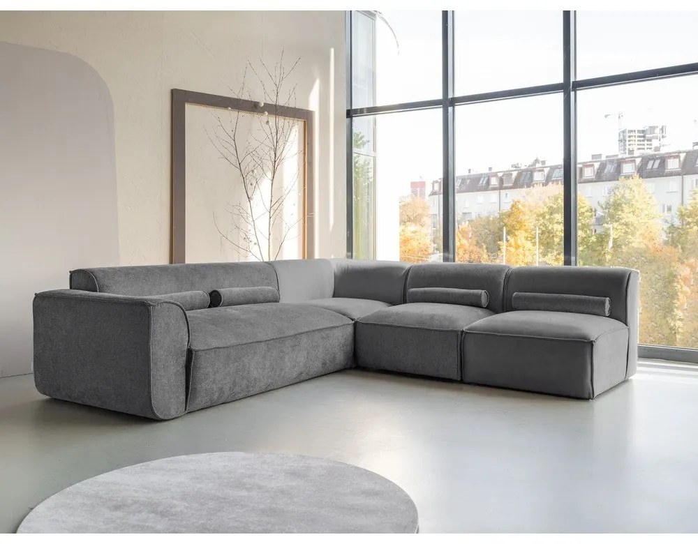 Szürke sarokkanapé (jobb oldali) Flex Felix – Miuform