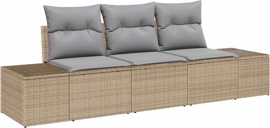 vidaXL Kanapé Szett párnával 3 pcs Bézs polirattan