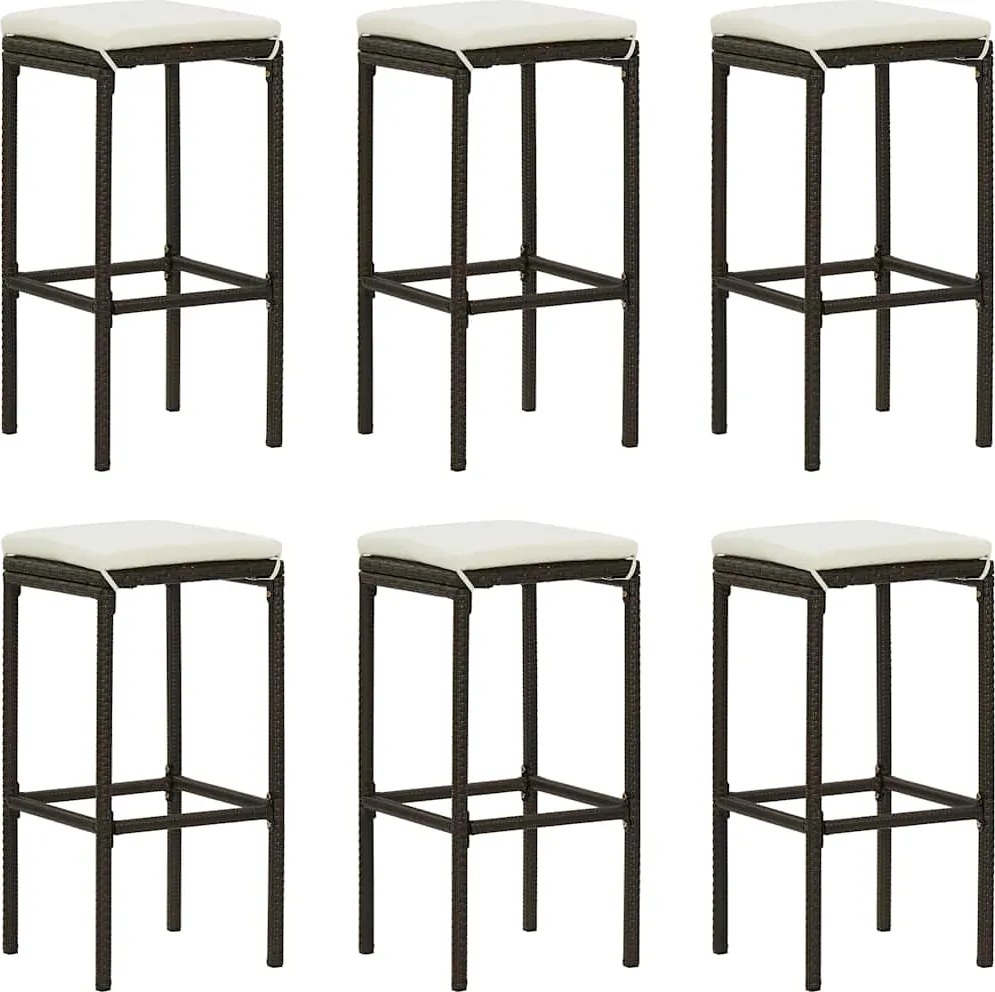vidaXL 6 db barna polyrattan bárszék párnával