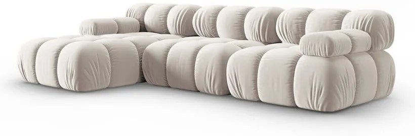 Bézs bársony moduláris sarokkanapé (bal oldali) Bellis – Micadoni