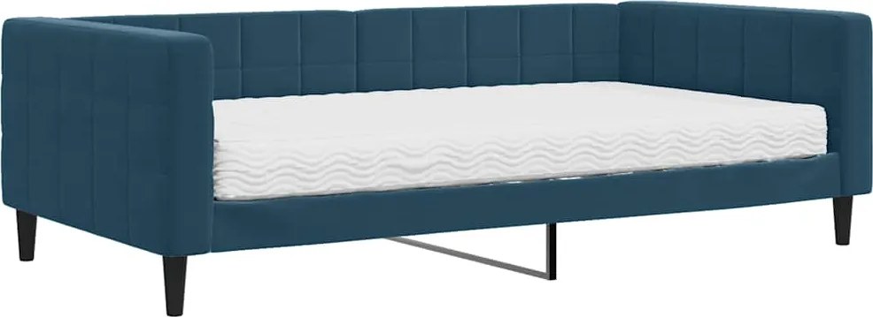 vidaXL kék bársony heverő matraccal 100 x 200 cm