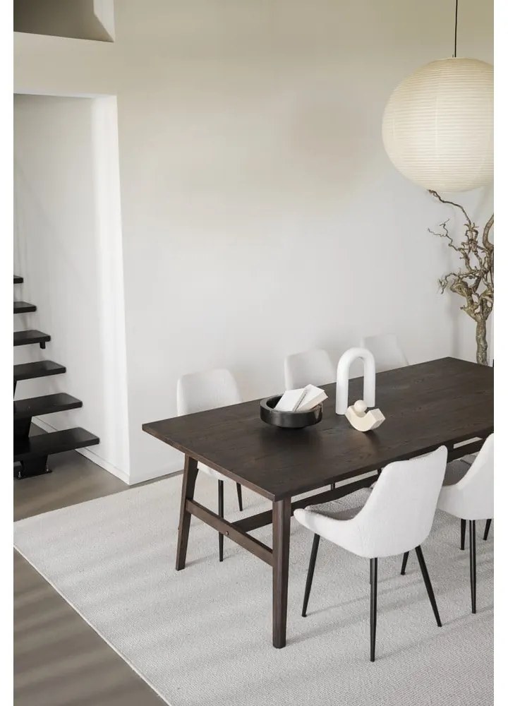 Sötétbarna étkezőasztal tölgyfa dekorral 100x220 cm Plainfield – Rowico