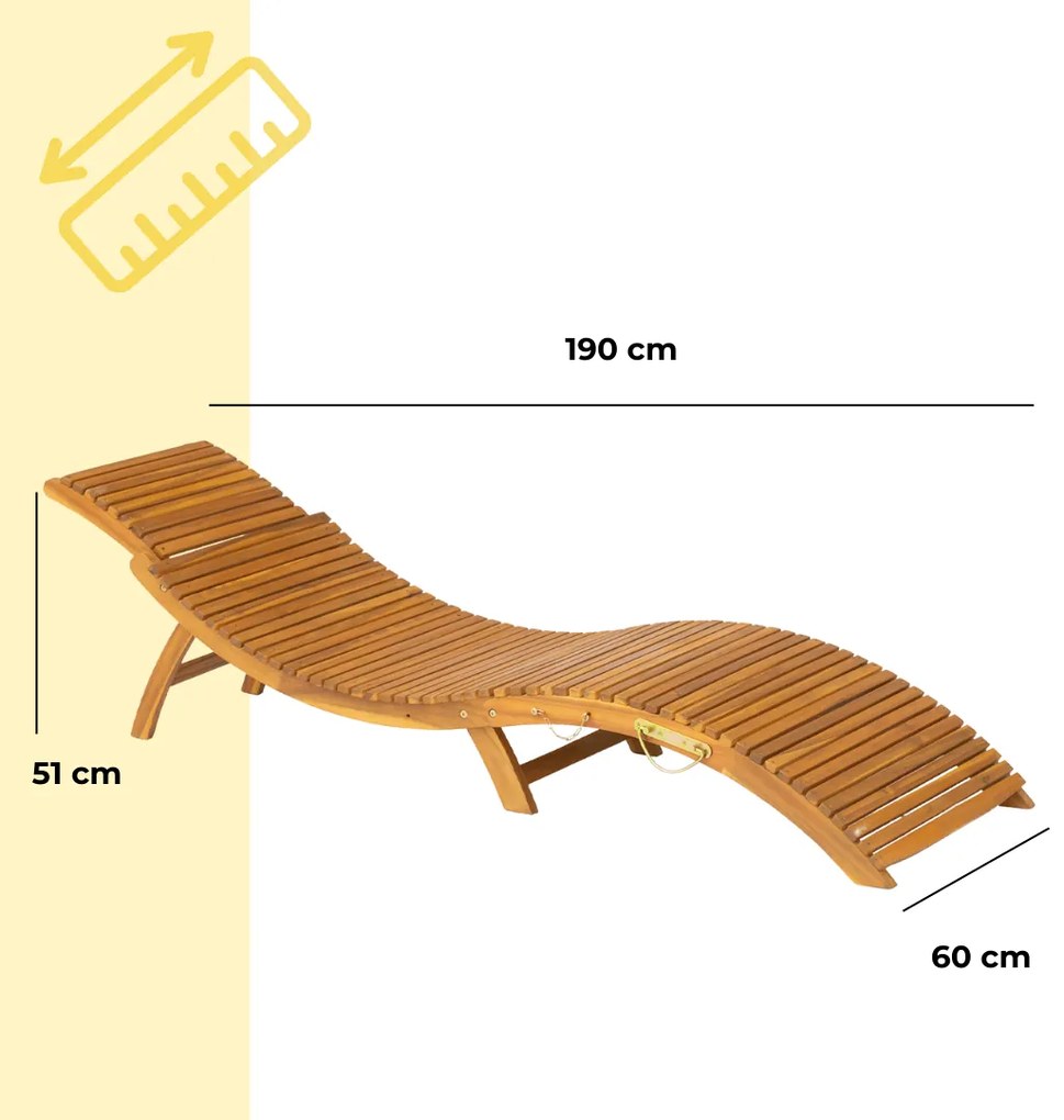 FLORIDA kerti nyugágy, összecsukható, 57x190x51cm, természetes barna Casaria