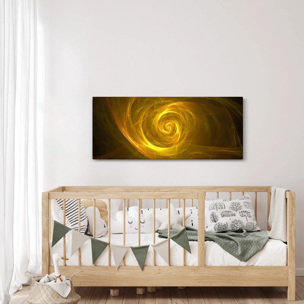 Absztrakt sárga spirál képe (120x50 cm)