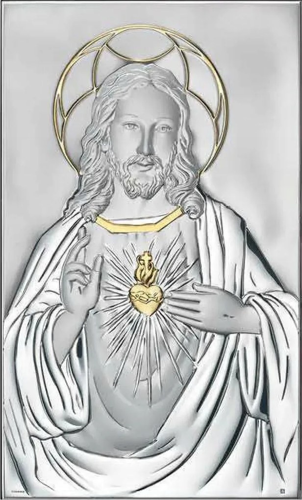 Vászonkép Jézus szíve modern ezüst aranyozott Méret: 10x16 cm