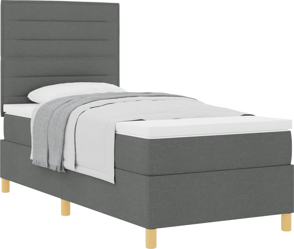 vidaXL Boxrugós ágy matracmal Sötétszürke 80 x 200 cm szövet