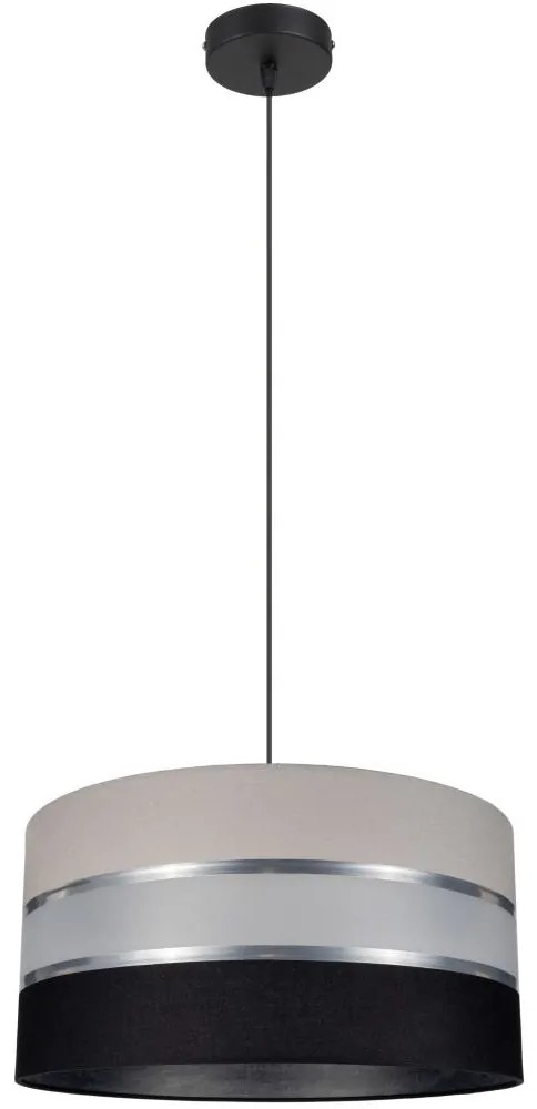 Csillár zsinóron CORAL 1xE27/60W/230V szürkés-fekete