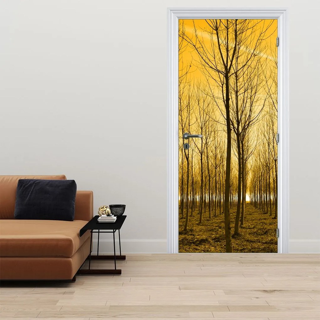 Fotótapéta ajtóra - Erdő naplementekor (95x205cm)