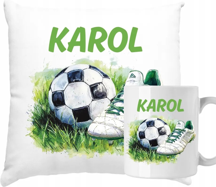 Labdarúgó párna és bögre névvel Szett