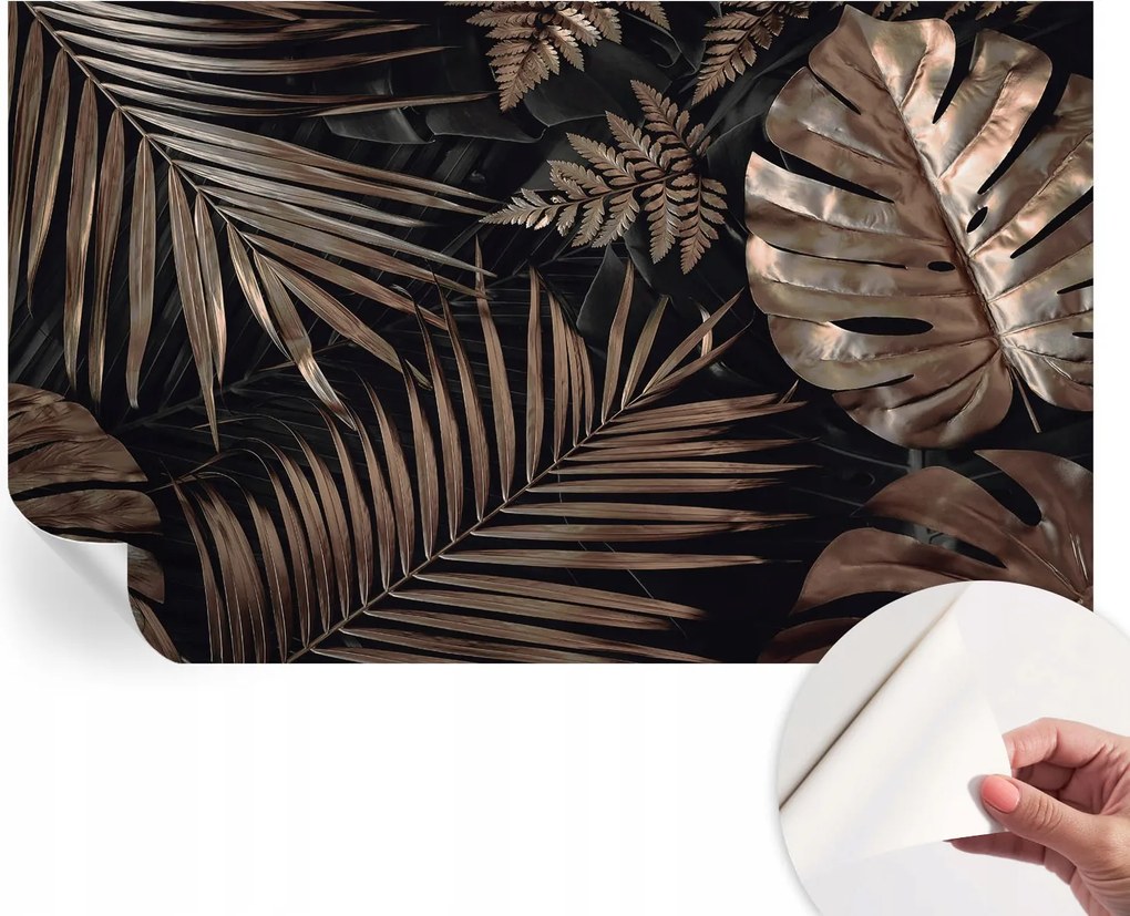 Öntapadós tapéta Fali furnér 3D hatás Egzotikus levelek 416x254 cm