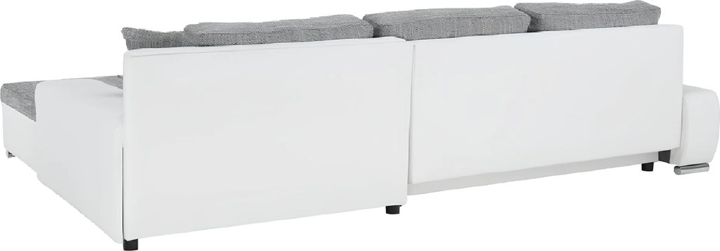 Ülőgarnitúra, műbőr fehér/szövet szürke melír, TONIKS