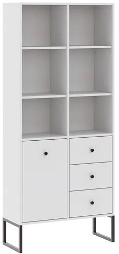 Üveges Vitrin Fehér Színben. LINEA 77x33x180 cm.