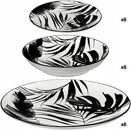 Palme étkészlet 18 részes fehér/fekete