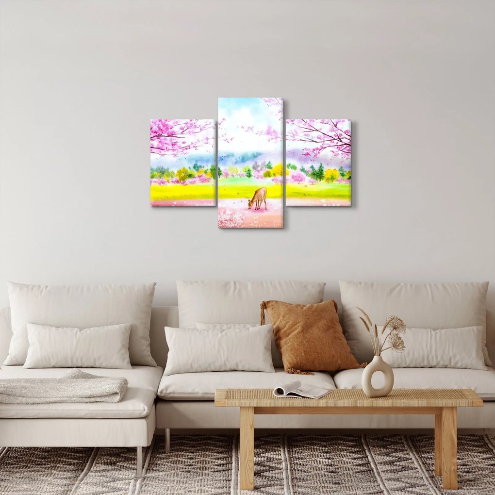 Kép - festett szarvas, akvarell (90x60 cm)