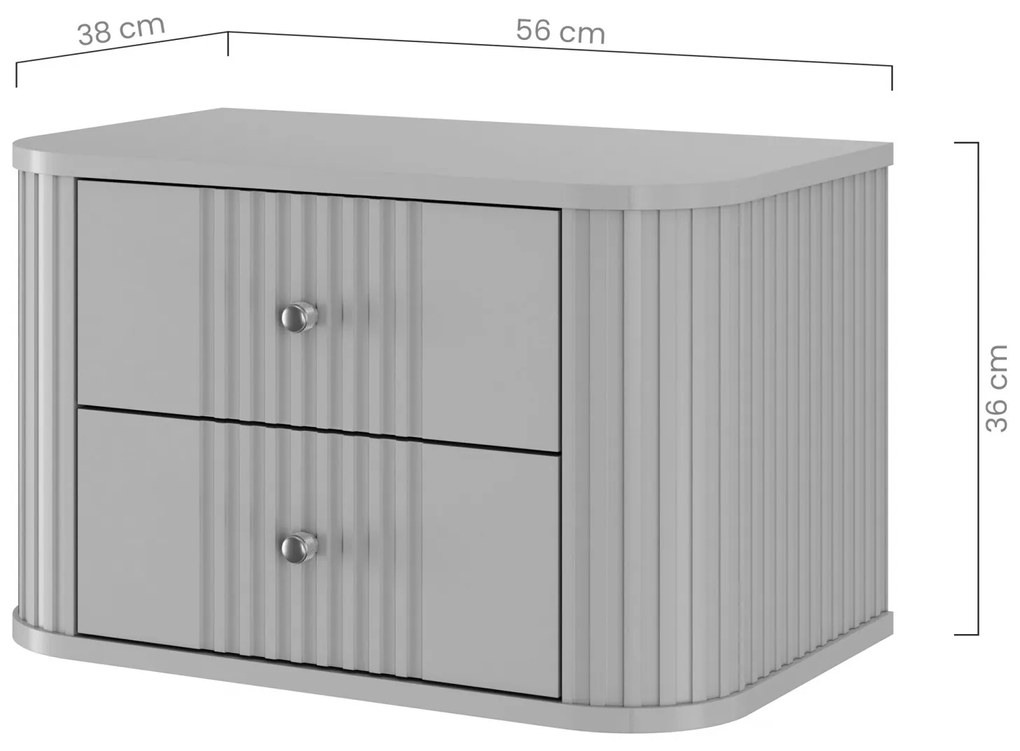 Vesper függő éjjeliszekrény készlet 56 cm - kasmír / diófa / fekete fogantyúk