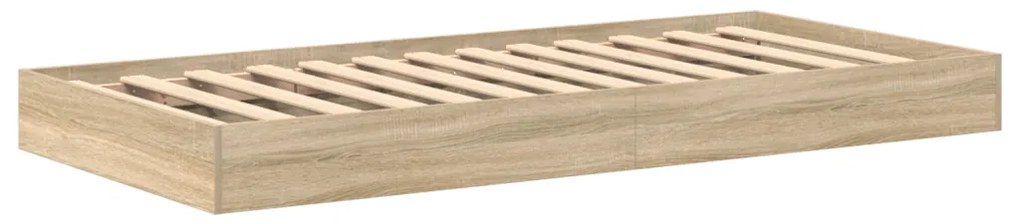 Könyvespolcos ágy Sonoma tölgy 75x190 cm szerelt fa