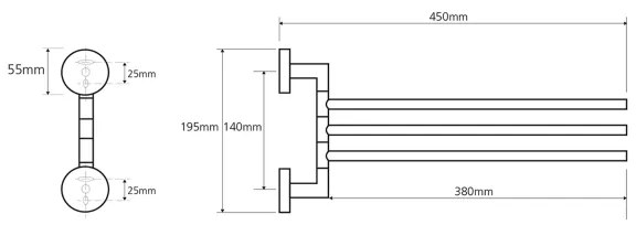 Sapho - X-ROUND forgatható, falra szerelhető törölközőtartó 19,5x45 cm fényes króm