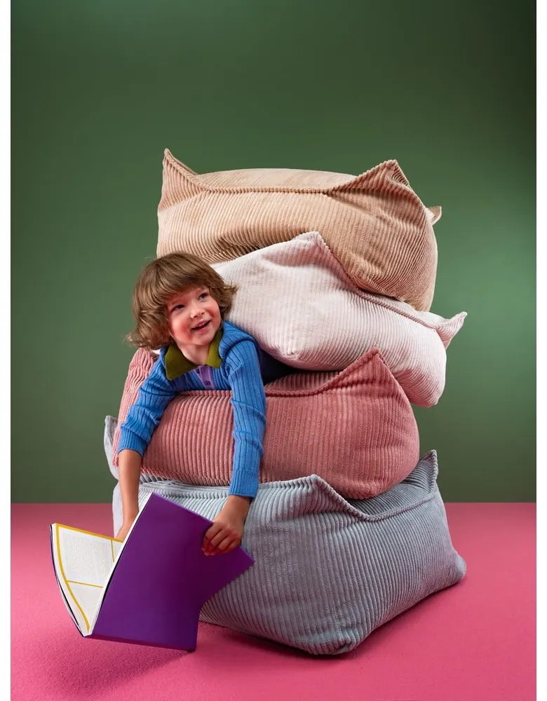 Kék kordbársony gyerek babzsákfotel Square – Wigiwama